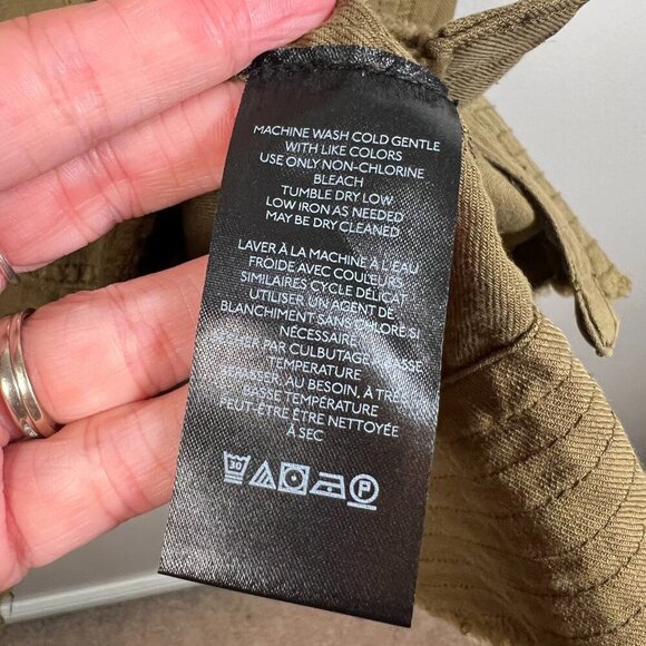 Anthropologie Pilcro Flutter-Sleeve Buttondown Tunic Dress Size Medium Green - Picture 9 of 10